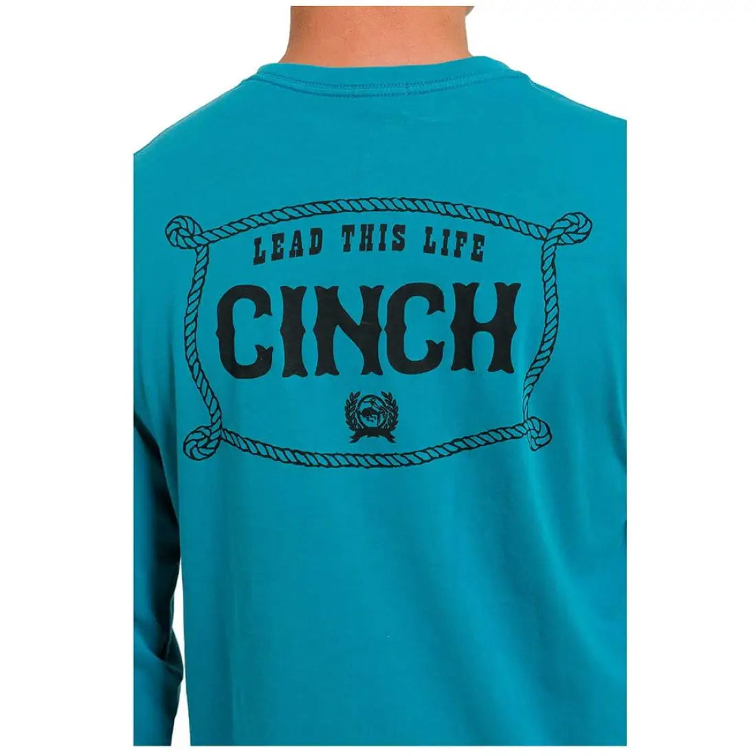 $15: Cinch Men’s Teal Square Rope Long Sleeve T-Shirt XSmall Sale Men’s T-Shirt