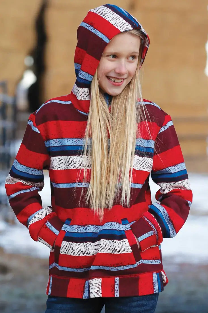 $15: Cruel Girl’s Red Striped Hoodie Sale Girl’s Pullover