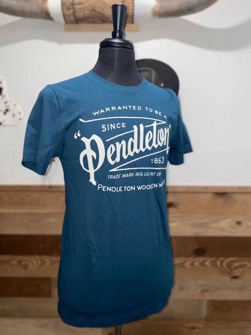 $15: Pendleton Men’s Mills Archive Logo T-Shirt Medium / Atlantic/Cream Sale Men’s T-Shirt