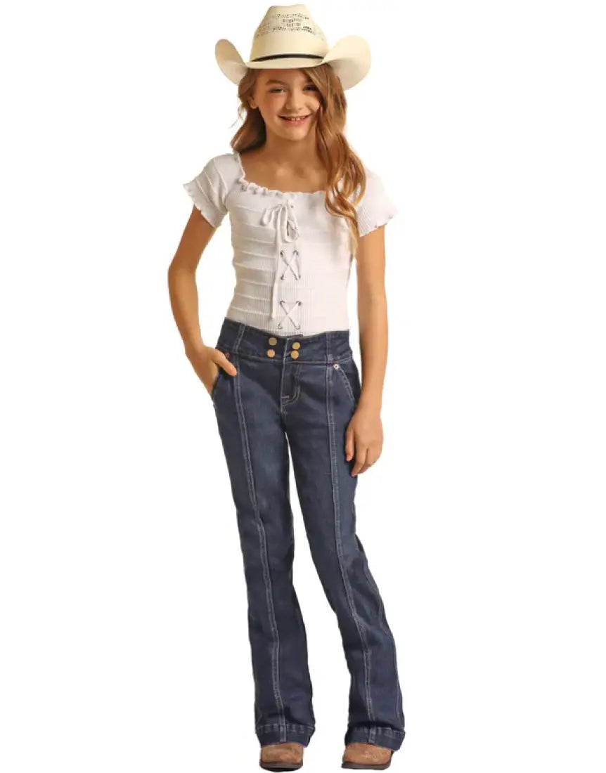 $15: Rock & Roll Girl’s Sailor Front Button Trouser Jean 5 Sale Girl’s Bottoms