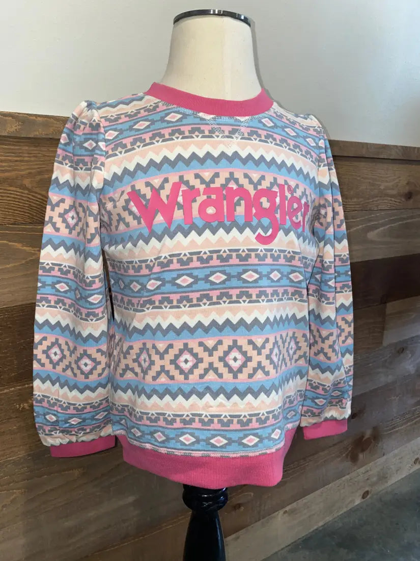 $15: Wrangler Girl’s Aztec Crew Large Sale Girl’s Pullover