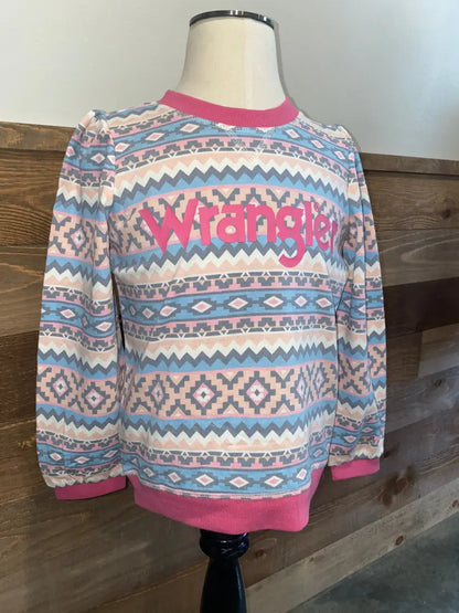 $15: Wrangler Girl’s Aztec Crew Large Sale Girl’s Pullover