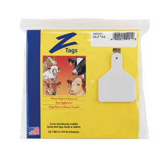 Z Tag No-Snag One Piece Calf Ear Tags - Blank 25 Count