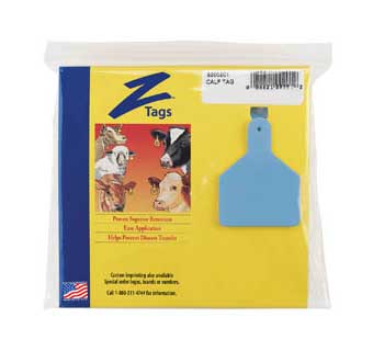 Z Tag No-Snag One Piece Calf Ear Tags - Blank 25 Count