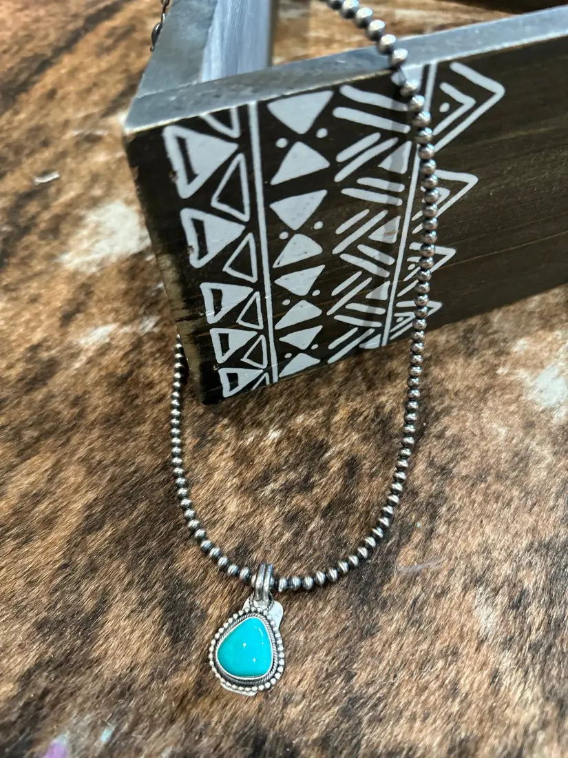 18’’ Turquoise Drop Necklace Turquoise Triangle Jewelry