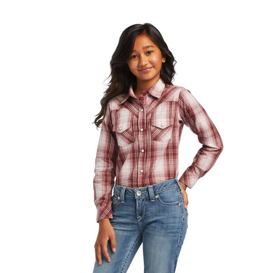 $19: Ariat Girl’s REAL Russett Plaid Western Shirt XSmall Sale Girl’s Western