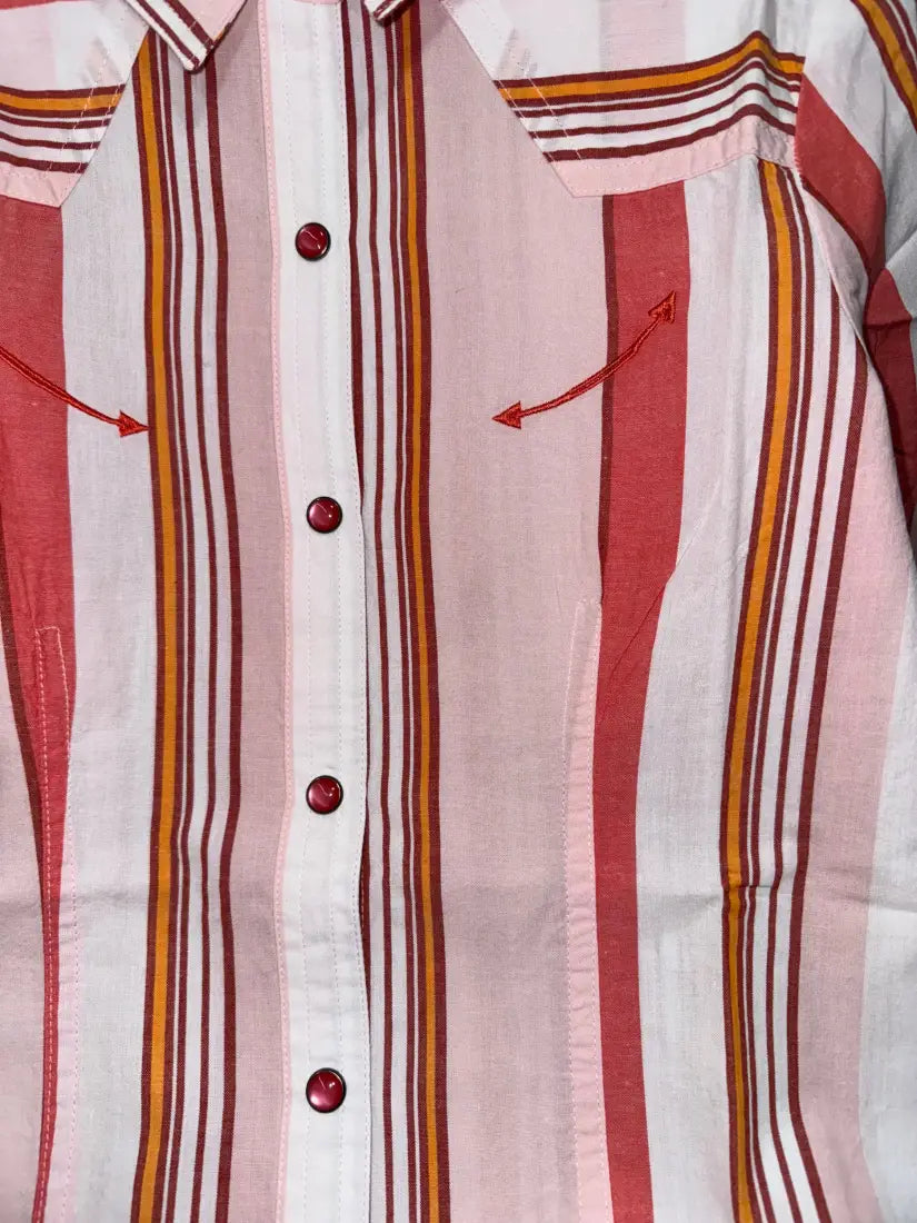 $19: Cruel Girl’s Pink & Orange Striped Western Shirt XSmall Sale Girl’s Western