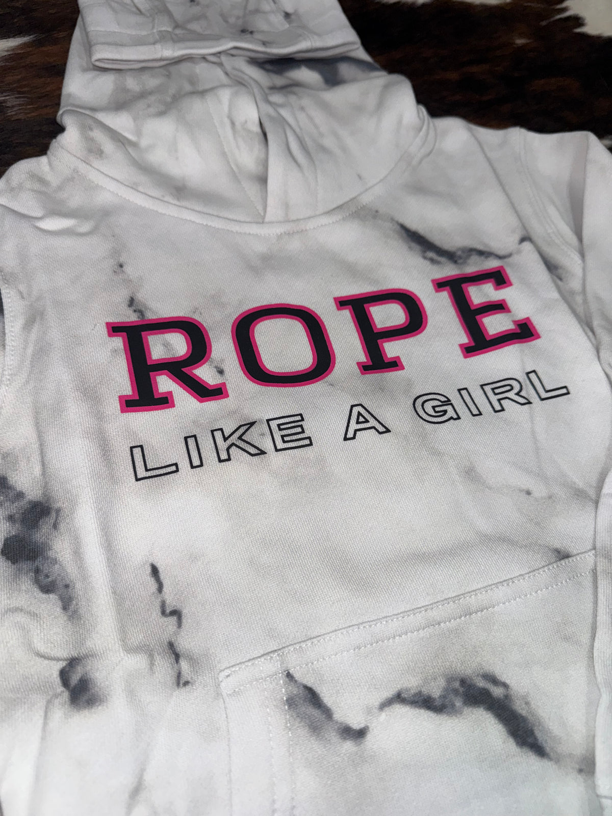 Hooey Girl's White Marble Rope Like A Girl Hoodie