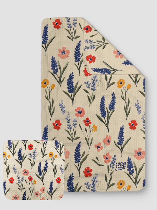 Tan Wildflowers - Loom Loom Kitchen Tea Towel Set