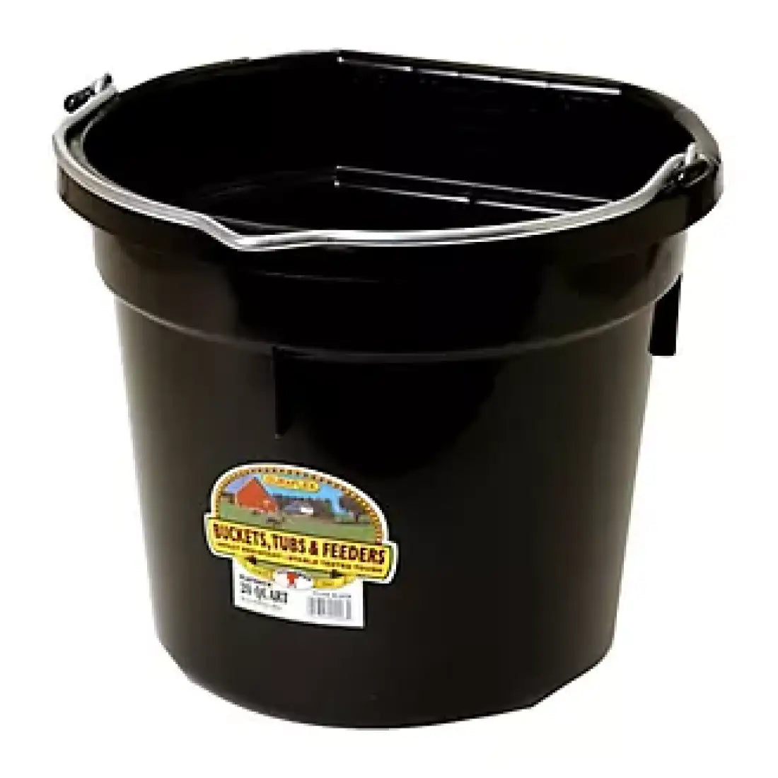 20 Quart Flat Back Plastic Bucket Black Bucket