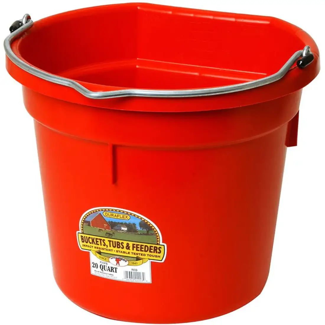 20 Quart Flat Back Plastic Bucket Red Bucket