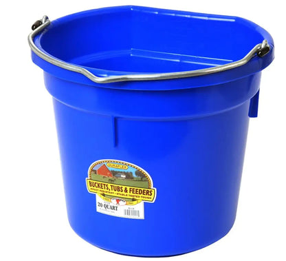 20 Quart Flat Back Plastic Bucket Royal Blue Bucket