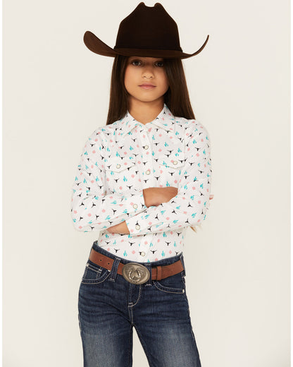 Ariat Girl's Steerhead Cactus Western Shirt