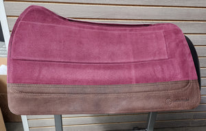 SaddleRight Saddle Pad 32" x 29" - Burgundy Suede & Chocolate Grizzly