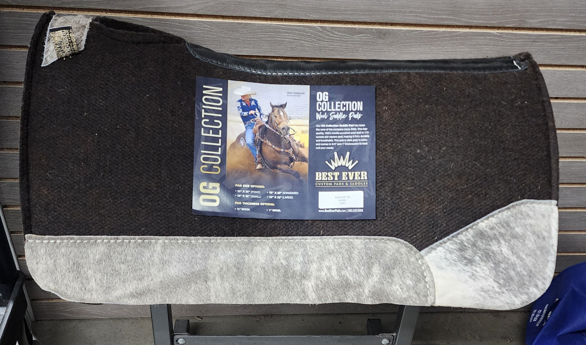 Best Ever OG Saddle Pad Gray Brindle Hair on Hide (3/4" thick, 32"x3