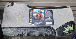 Best Ever Kush Saddle Pad - Black Croc Lime/Silver Crown (1" thick, 30"x30")