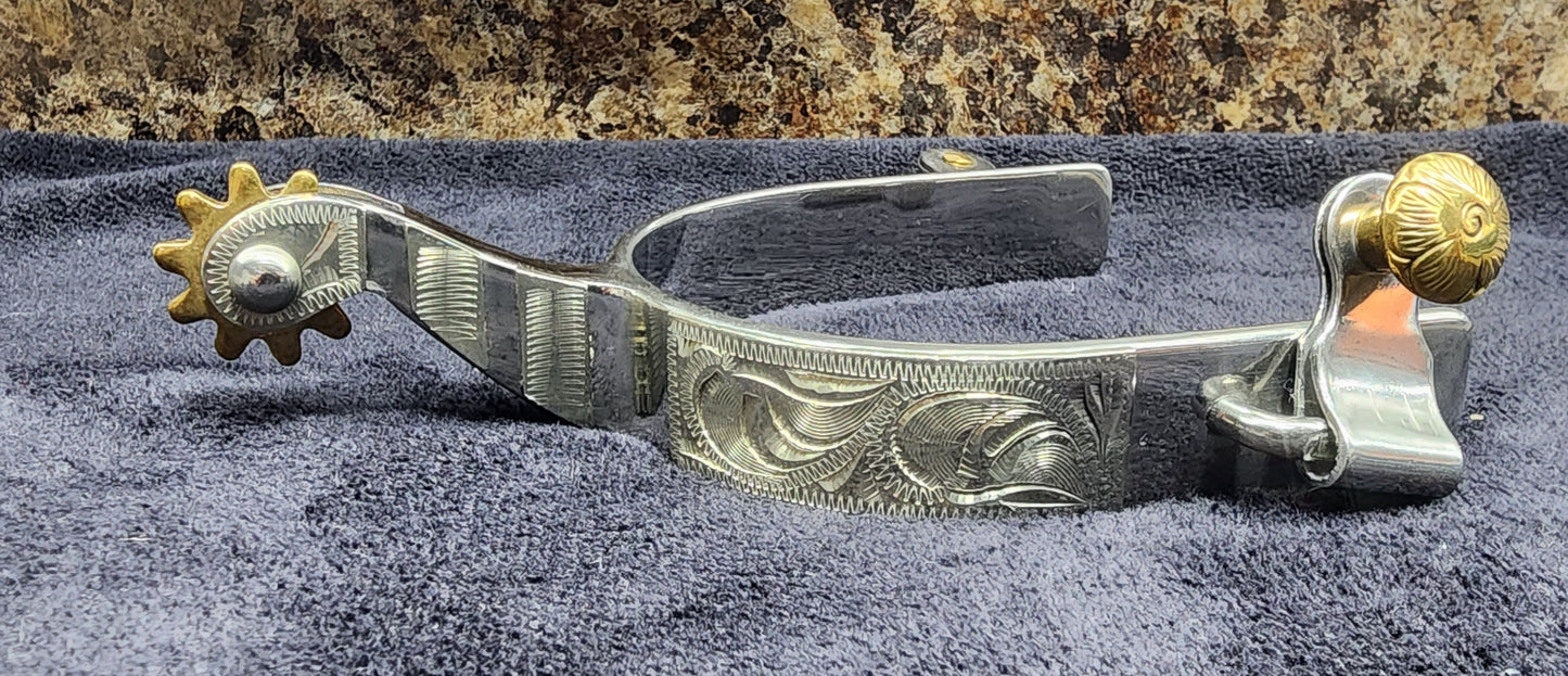 CST Silver Engraved Men's Roping Spurs