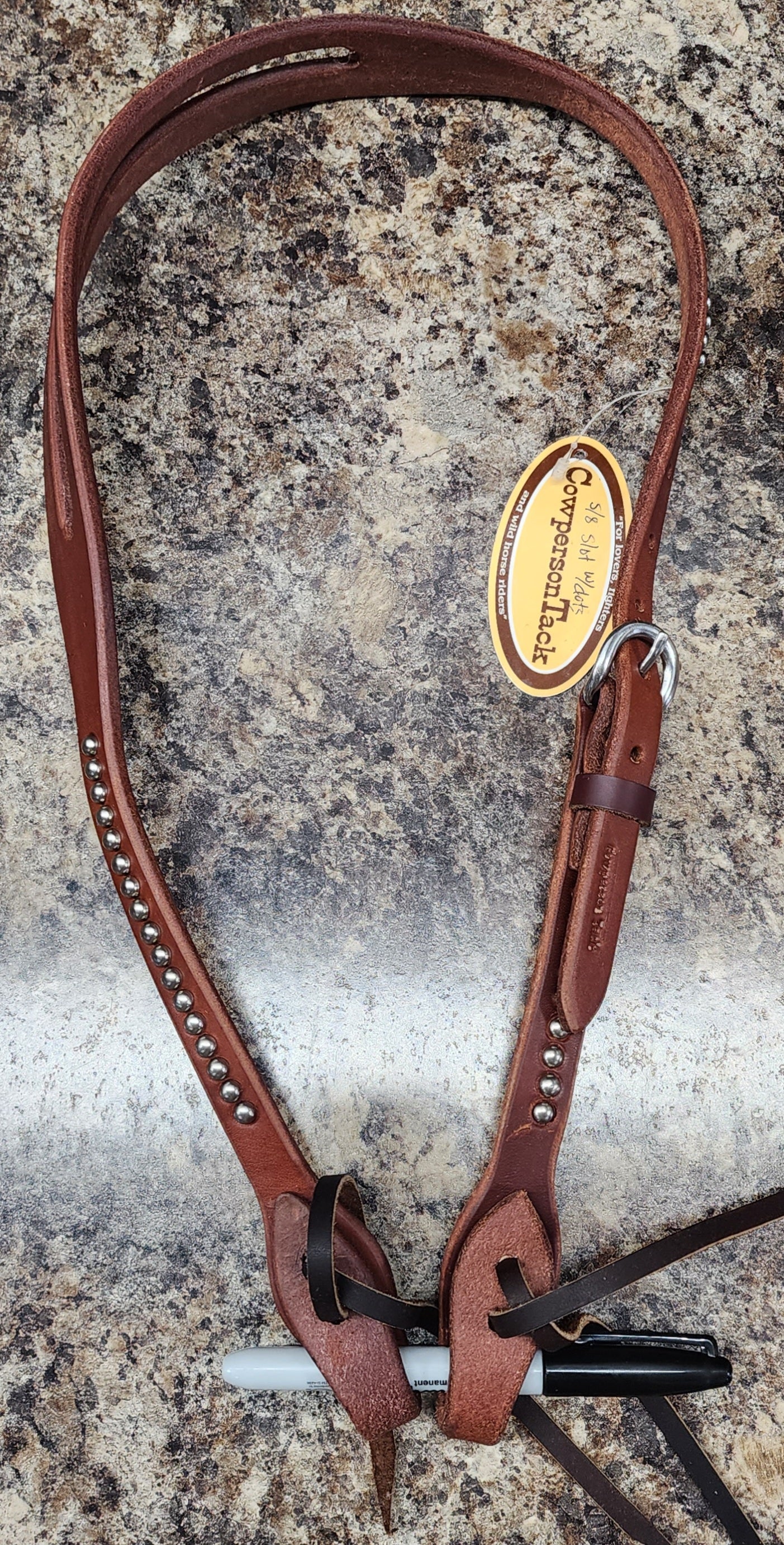 Cowperson Tack Slit Ear Headstall - Dots