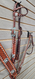 Rafter S. "Sky Blue Cactus with White Buckstitch" Tack Set
