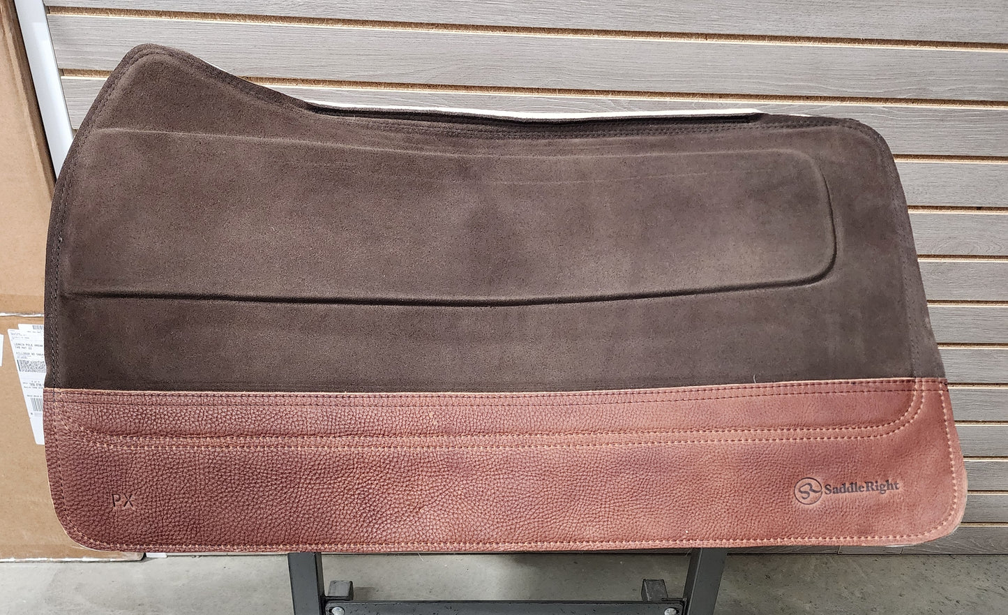 SaddleRight Phoenix Saddle Pad 32" x 34" - Chocolate Suede & Mahogany Grizzly