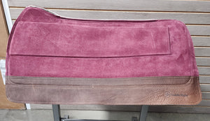 SaddleRight Legacy Saddle Pad 30" x 30" - Burgundy Suede & Chocolate Grizzly