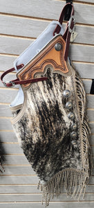 Rockin' Y Adult Leather Chinks - Hair-On Cowhide & Twisted Fringe (#7)