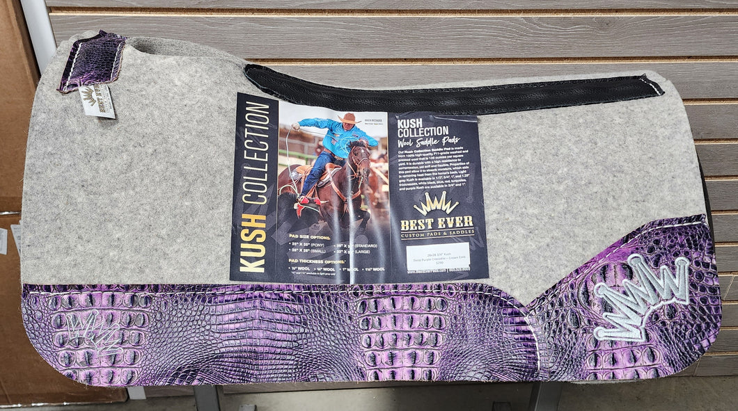 Best Ever Kush Saddle Pad - Purple Croc Silver Crown (3/4