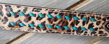 Load image into Gallery viewer, San Saba Pony Cheetah &amp; Turquoise Buckstitch Tack Set
