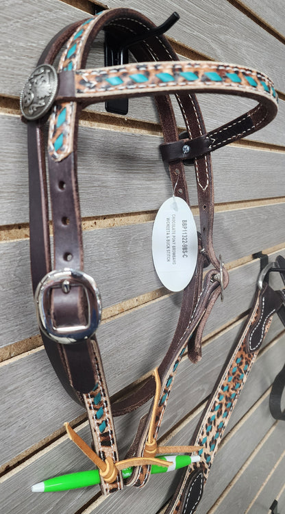 San Saba Pony Cheetah & Turquoise Buckstitch Tack Set