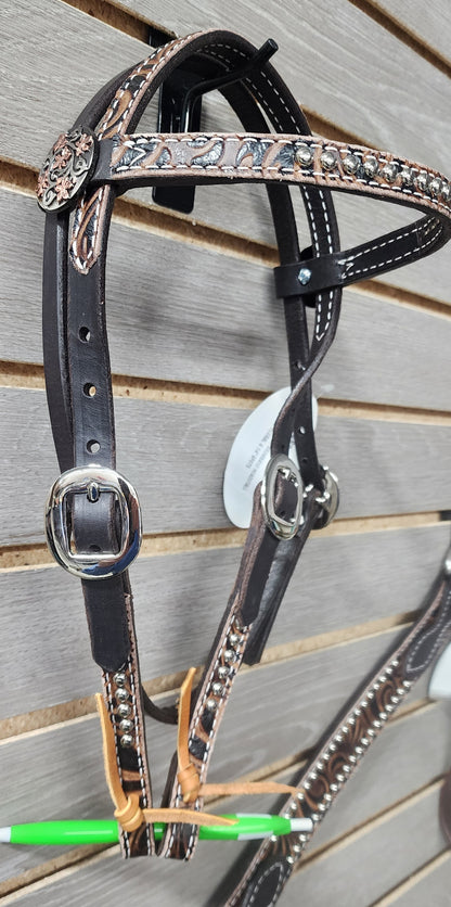 San Saba Pony Brown Floral & Silver Dots Tack Set