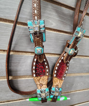 Load image into Gallery viewer, SGT Custom Red Gator Inlay Browband Headstall
