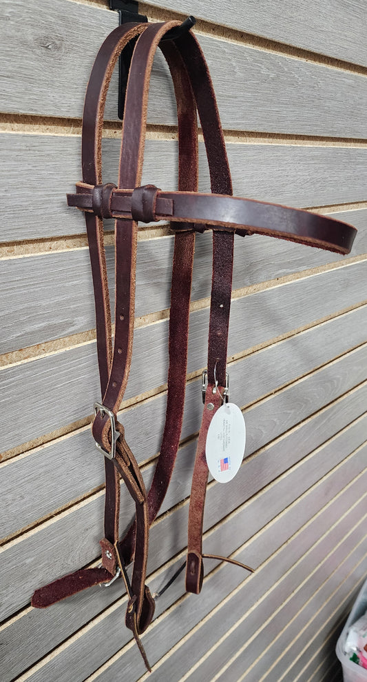 HR 5/8" Burgundy Cowboy Browband Headstall