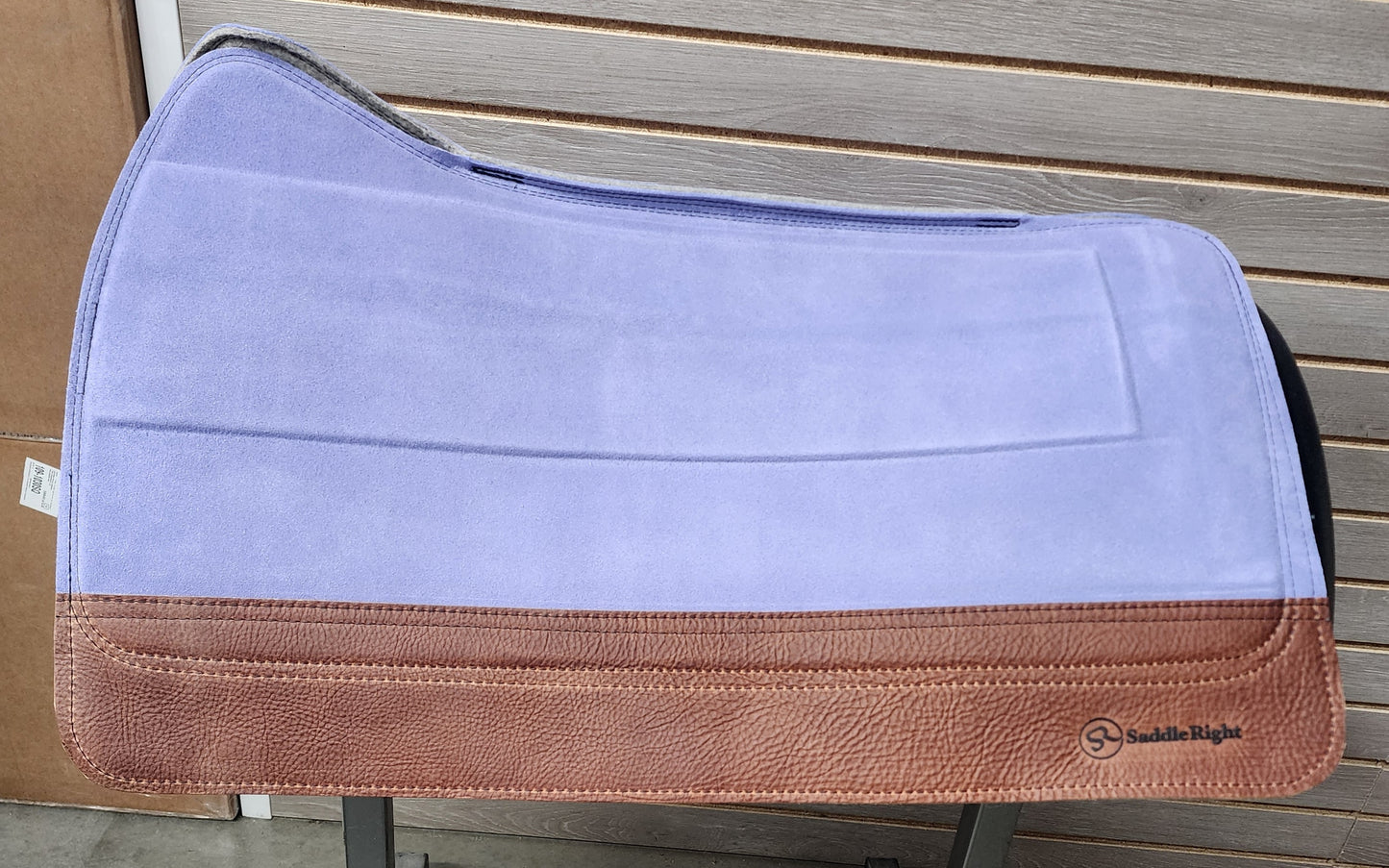 SaddleRight Saddle Pad 32" x 29" - Periwinkle Suede & Mahogany Grizzly