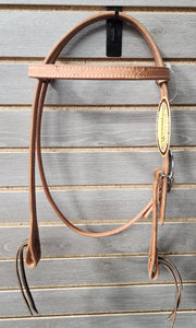 Cowperson Tack Browband Roughout Headstall - "Mom" Buckle