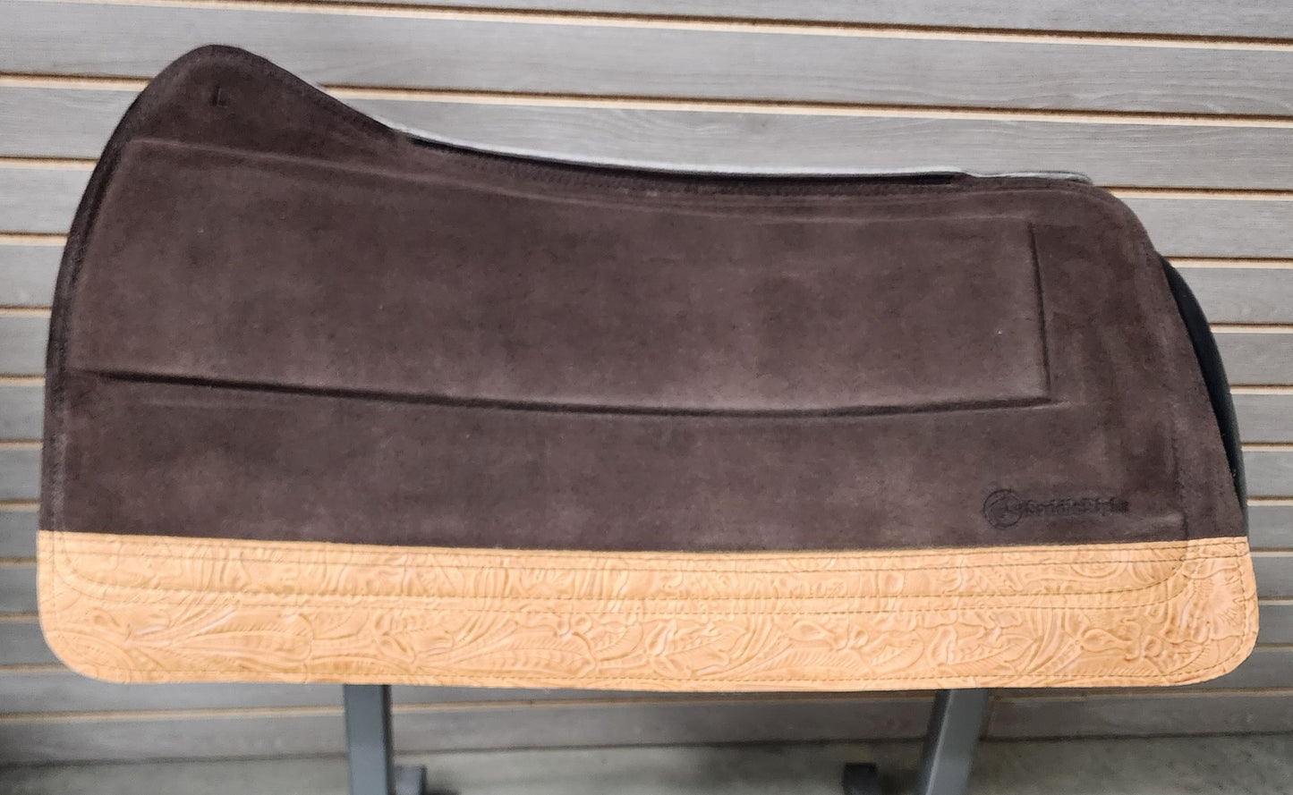 SaddleRight Legacy Saddle Pad 30" x 30" - Chocolate Suede & Tan Floral