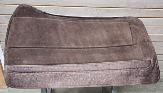 SaddleRight Legacy Saddle Pad 30" x 32" - Chocolate Suede & Chocolate Grizzly