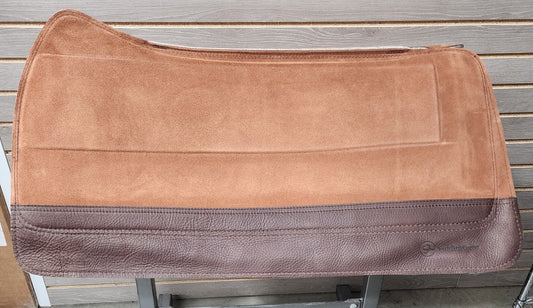 SaddleRight Saddle Pad 32" x 32" - Mahogany Suede & Chocolate Grizzly