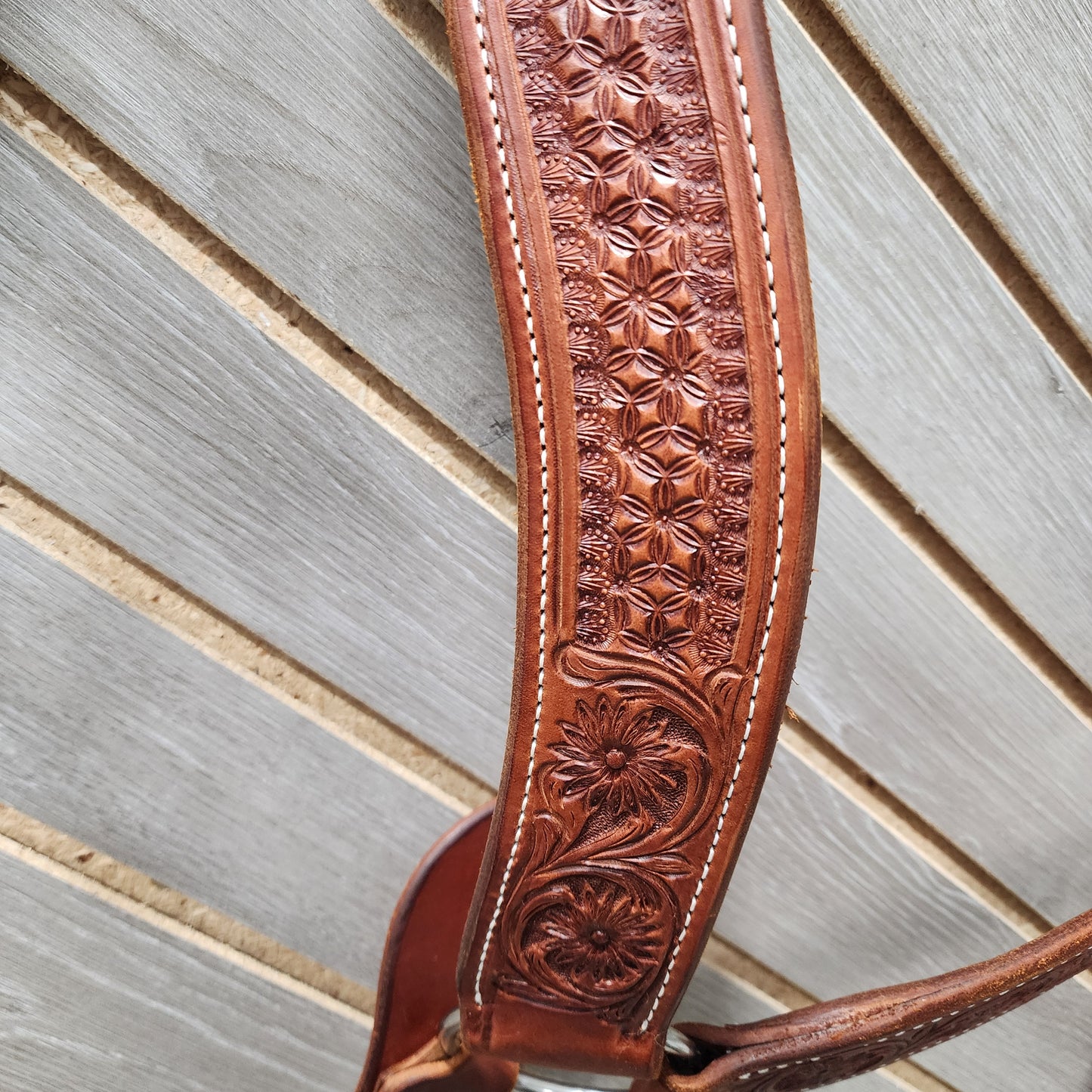 Martin Breastcollar Chestnut Sunflower & Snowflake - 2"