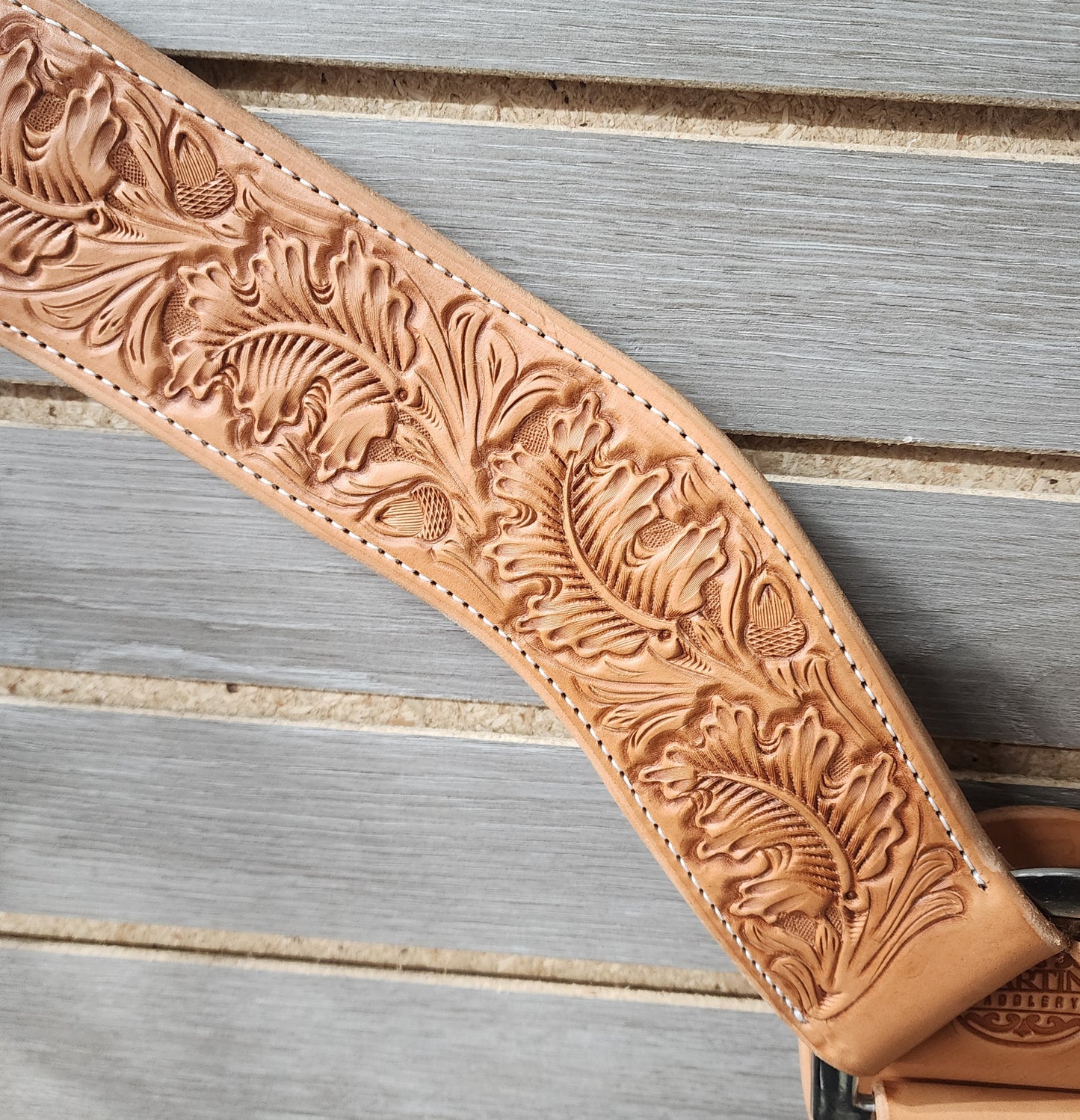 Martin Breastcollar Natural Acorn Oak Tooled - 2.75"