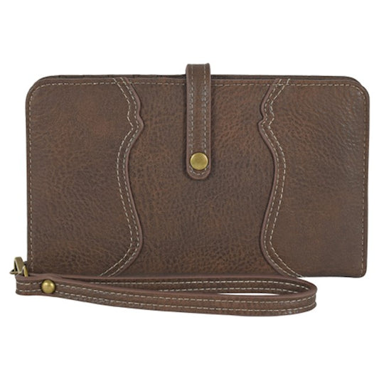 Justin Textured Brown Slim Wristlet Wallet