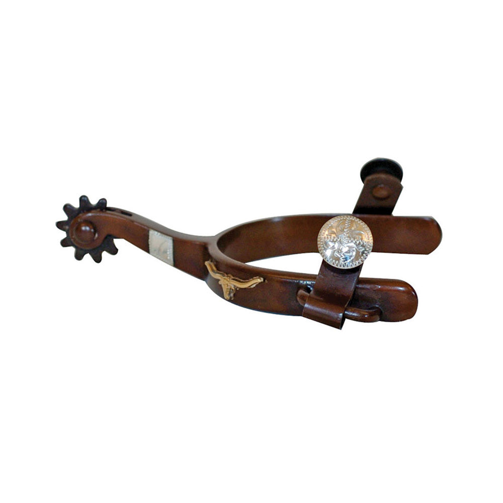 Cowboy Tack Youth Antique Engraved Longhorn Spurs
