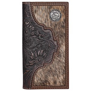 Justin Hair on Hide Tooled Yoke Rodeo Wallet