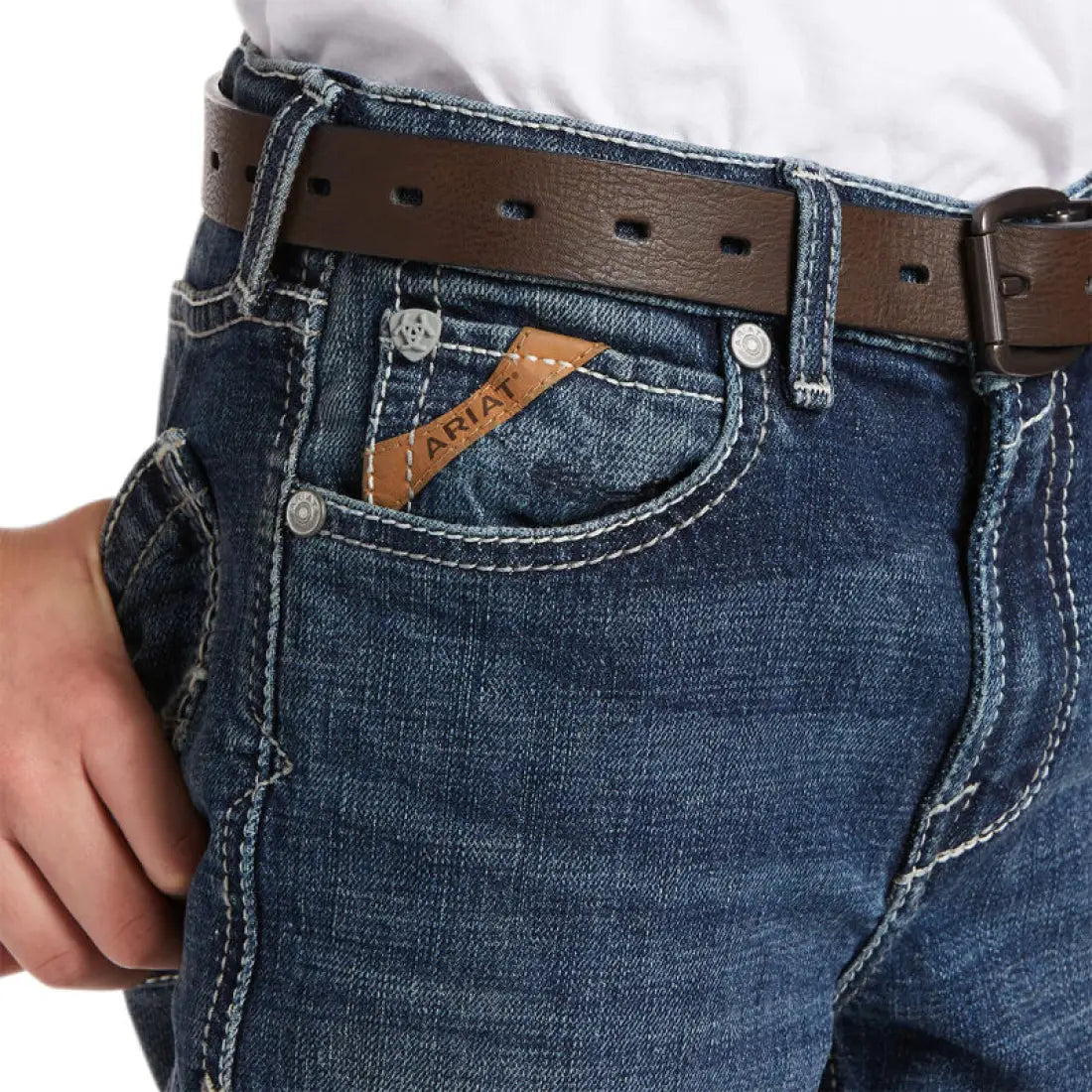 $25: Ariat Boy’s B4 Relaxed Augustus Bootcut Jean 7R Sale Boy’s Bottoms