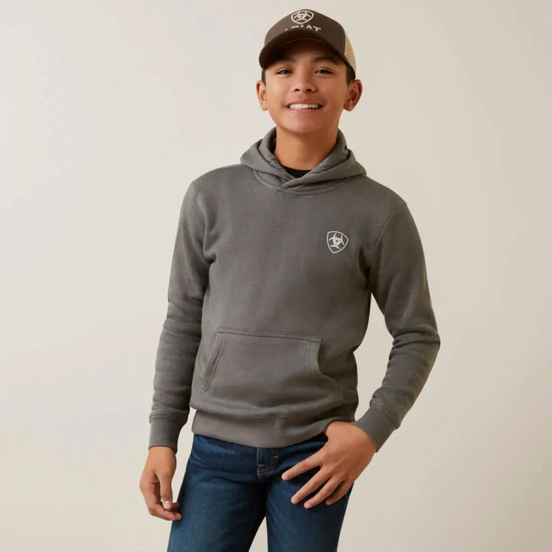 $25: Ariat Boy’s Heather Gray Camo Corps Hoodie XSmall Sale Boy’s Pullover