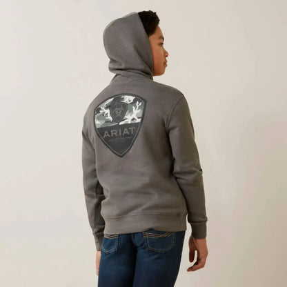 $25: Ariat Boy’s Heather Gray Camo Corps Hoodie XSmall Sale Boy’s Pullover