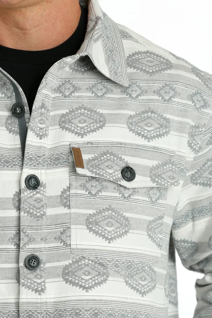 $25: Cinch Men’s Cream Jacquard Shirt Jacket Sale Men’s Jacket