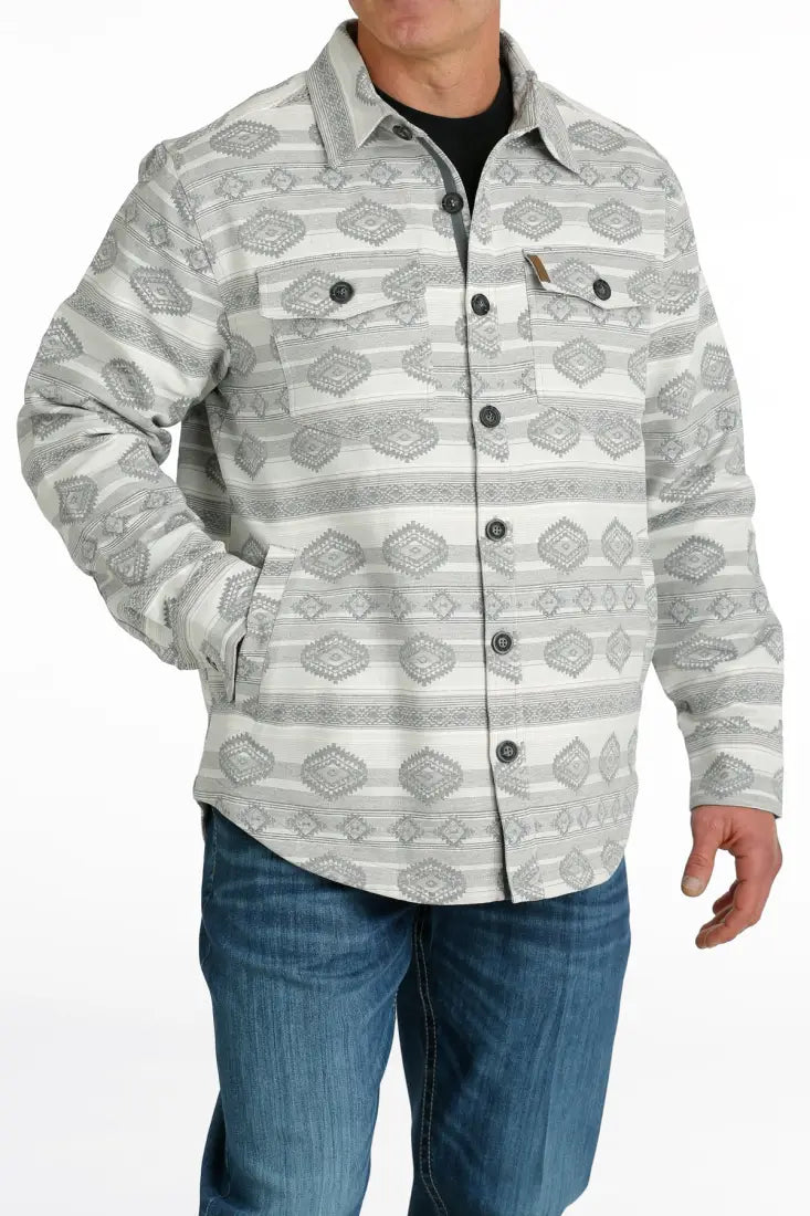 $25: Cinch Men’s Cream Jacquard Shirt Jacket Sale Men’s Jacket