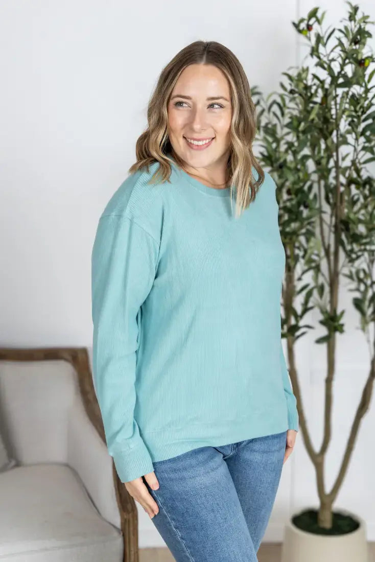 $25: Michelle Mae Women’s Corrine Ribbed Pullover Sale Women’s Pullover