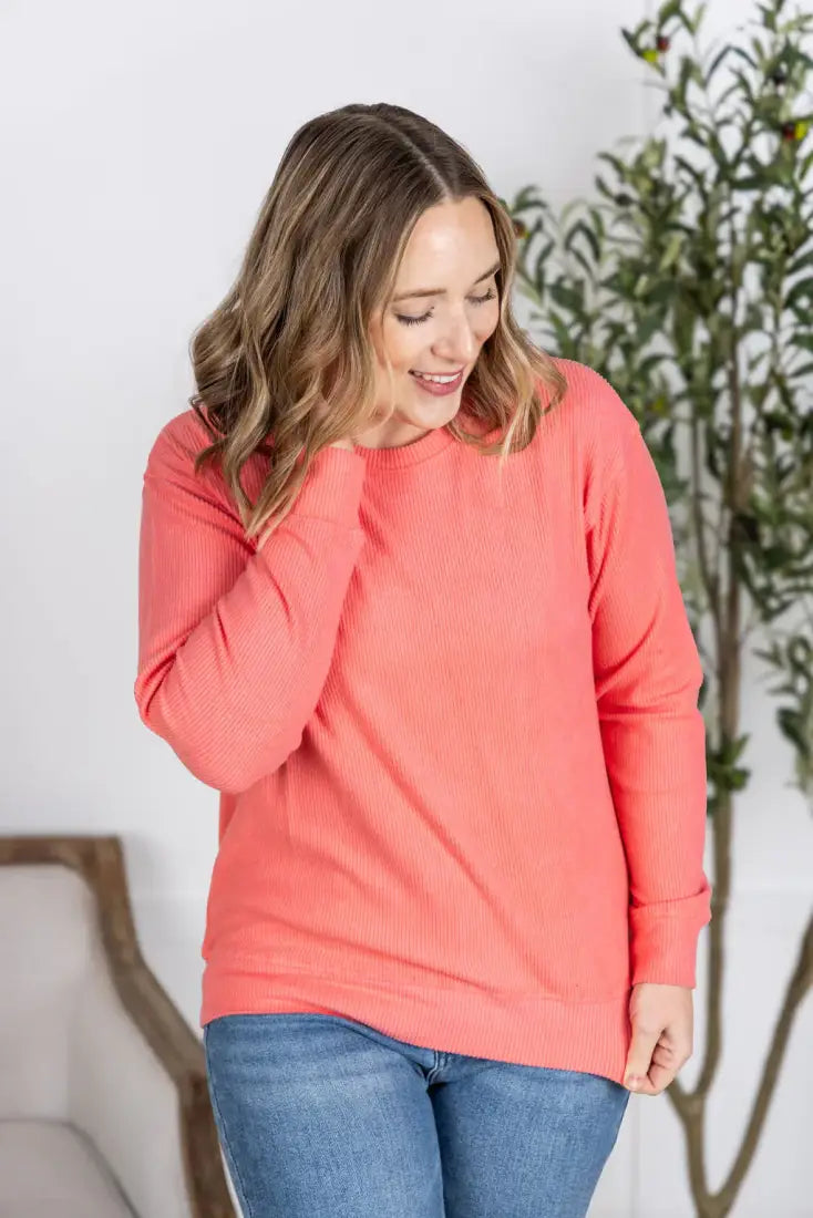 $25: Michelle Mae Women’s Corrine Ribbed Pullover Sale Women’s Pullover