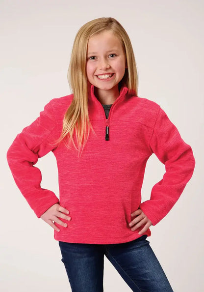 Roper Girl’s Neon Pink Polyester ¼ Zip Pullover Girl’s Pullover